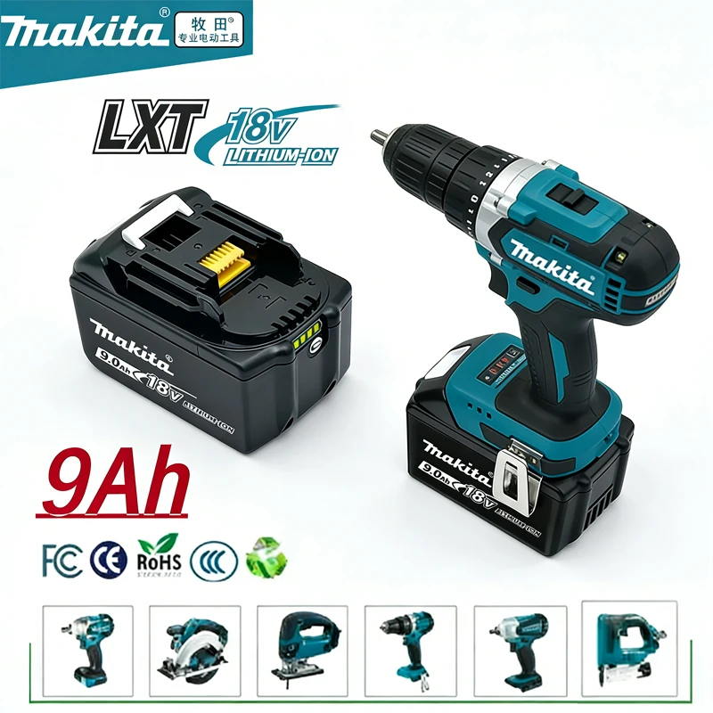 

9000mAh Genuine 9AH makita BL1860 18V Battery Power Tools Li-ion Replacement LXT BL1850 BL1840 for 18V Screwdriver with BMS 18V