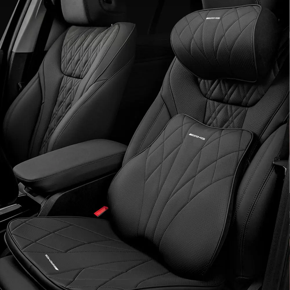 1pc Breathable PU leather Soft Car Headrest/Lumbar/Seat Cushion For AMG Mercedes Benz W202 W203 W205 W211 W212 Auto Accessories