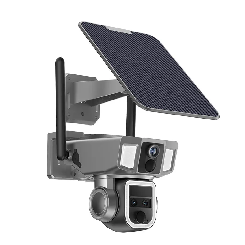 

4-мегапиксельная NiView APP с тройным объективом, солнечная энергия, WIFI/4G, PTZ, IP-купольная камера, полноцветный AI, обнаружение гуманоидов, безопасность, CCTV, радионяня