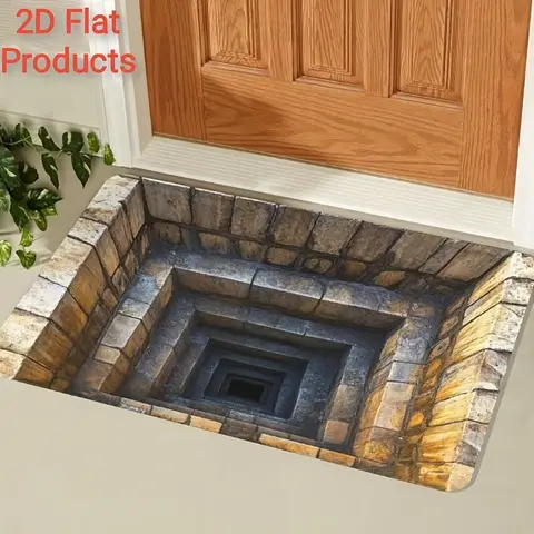 3D 착시 환영 현관 매트 돌 계단 정문 입구 세탁실 실내 실외 매트 입구 장식에 적합