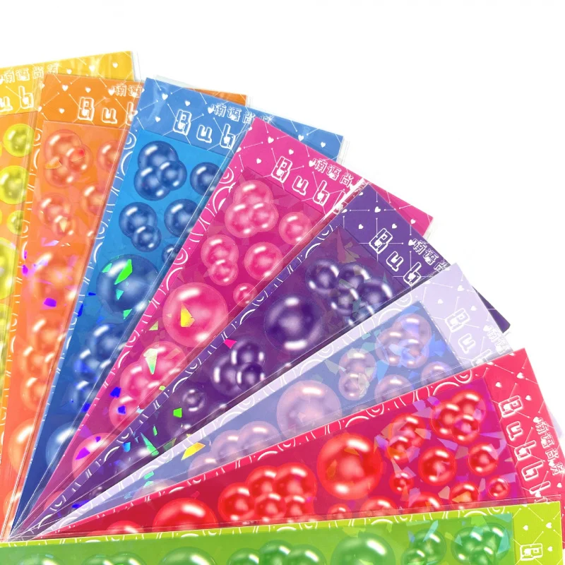 1/8PCS Laser Glitter Cute Bubble Stickers Hand Account Diary Notebook Planner Scrapbook Star Photo Card DIY Decorative Stickers