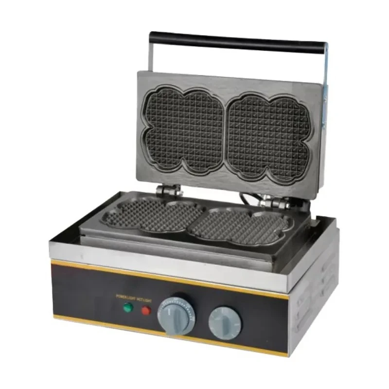 Commercial 2pcs Flower Shape Electric Belgian Waffle Maker Machine Snack Food Lolly Waffle Maker Pancake Muffin Waffle
