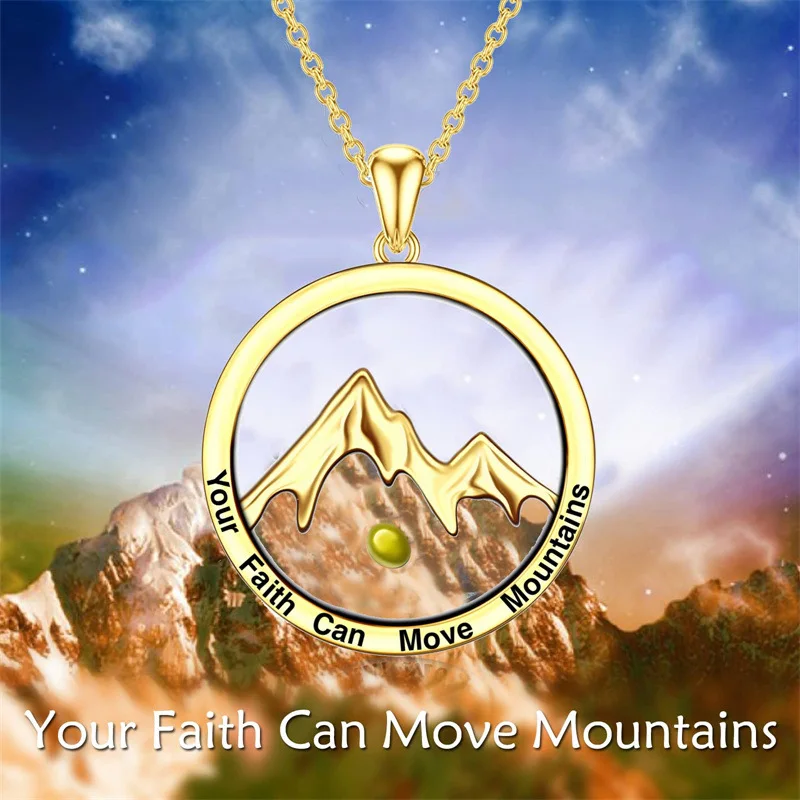 Minimalistische Halskette mit rundem Hügelmotiv im Glaube-Stil, gold-silberfarben, Edelstahl, senffarsamen-Buchstaben-Anhänger, Schmuck