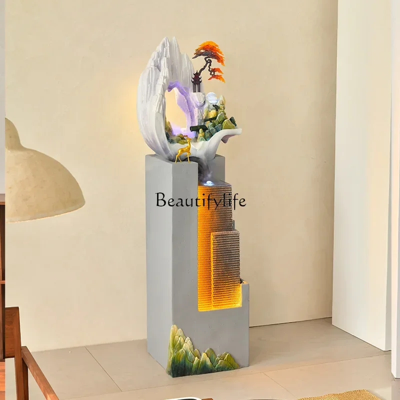 06-Living room entrance high-end fountain rockery feng shui landscape flowing water ornament
