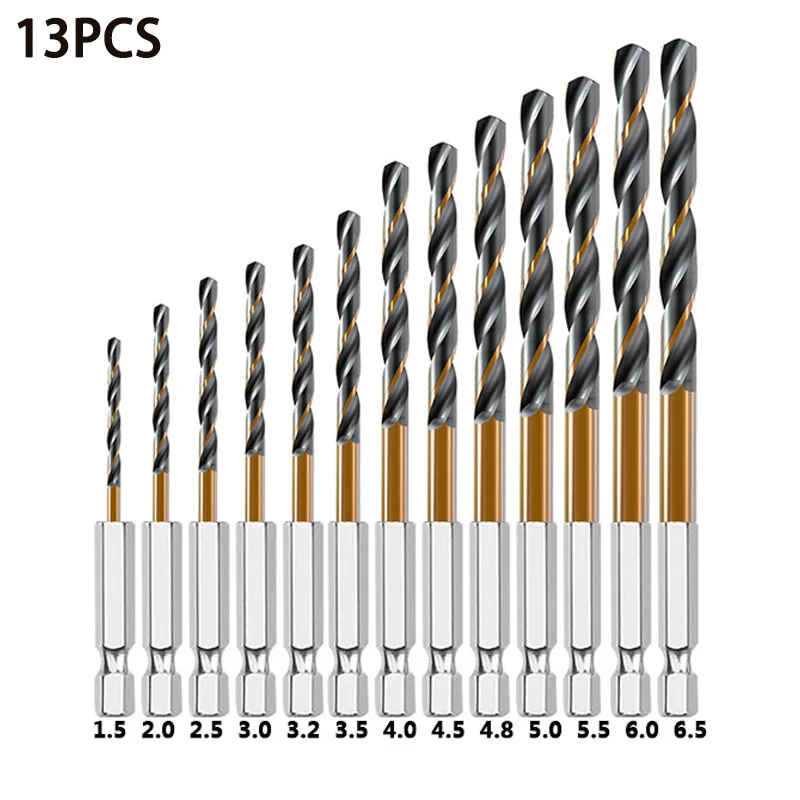 3/7/13PCS Hex Schaft Spiralbohrer Set Holz Metall Lochschneider Kernbohrwerkzeug Kobalt Bohrer Bits 1,5 2 2,5 3 3,5 4 5 6mm HSS