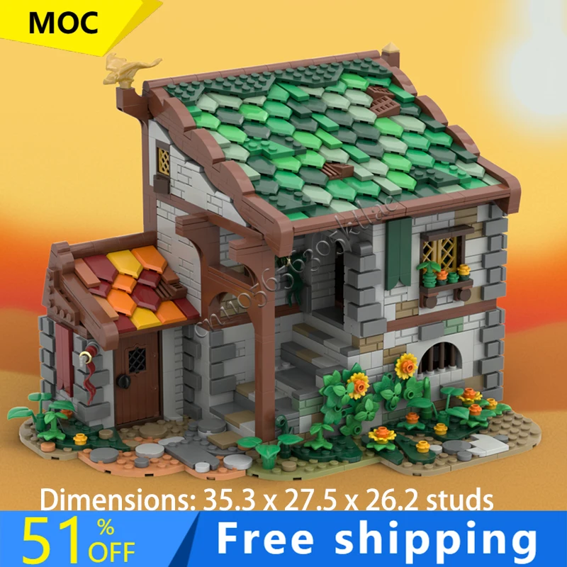 

1565PCS MOC Medieval Luxury Tavern Castle Modular Model Building Blocks DIY Education Assembly Bricks Toys Kids Birthday Gifts