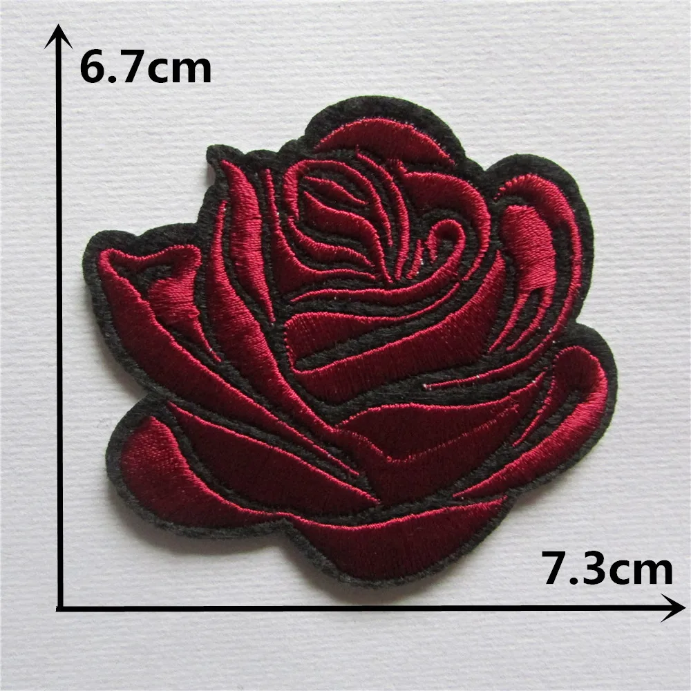 new arrive rose red rose hot melt adhesive applique embroidery patches DIY clothing accessory 1pcs sell free shipping