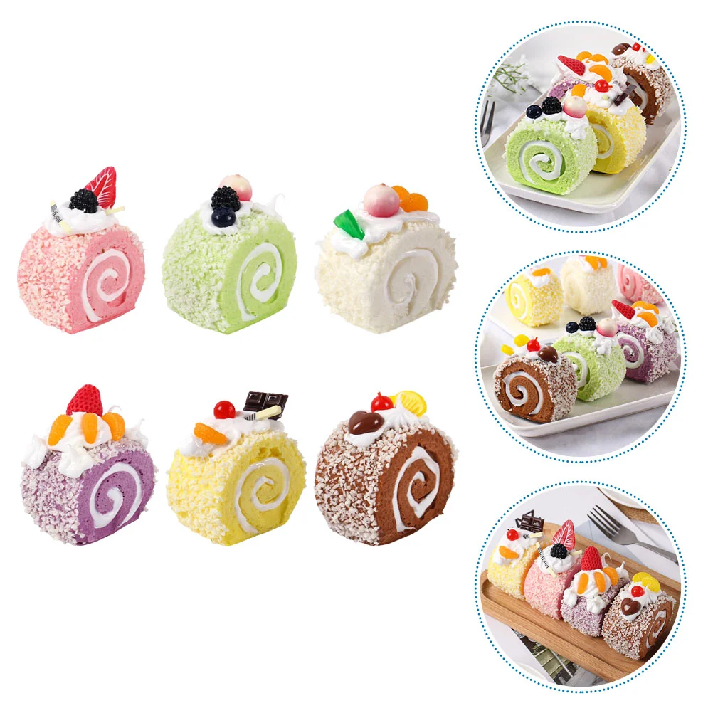 6 Pcs Simulation Cake Fake Decorate Dessert Delicate Models Realistic Food Decorative Bread