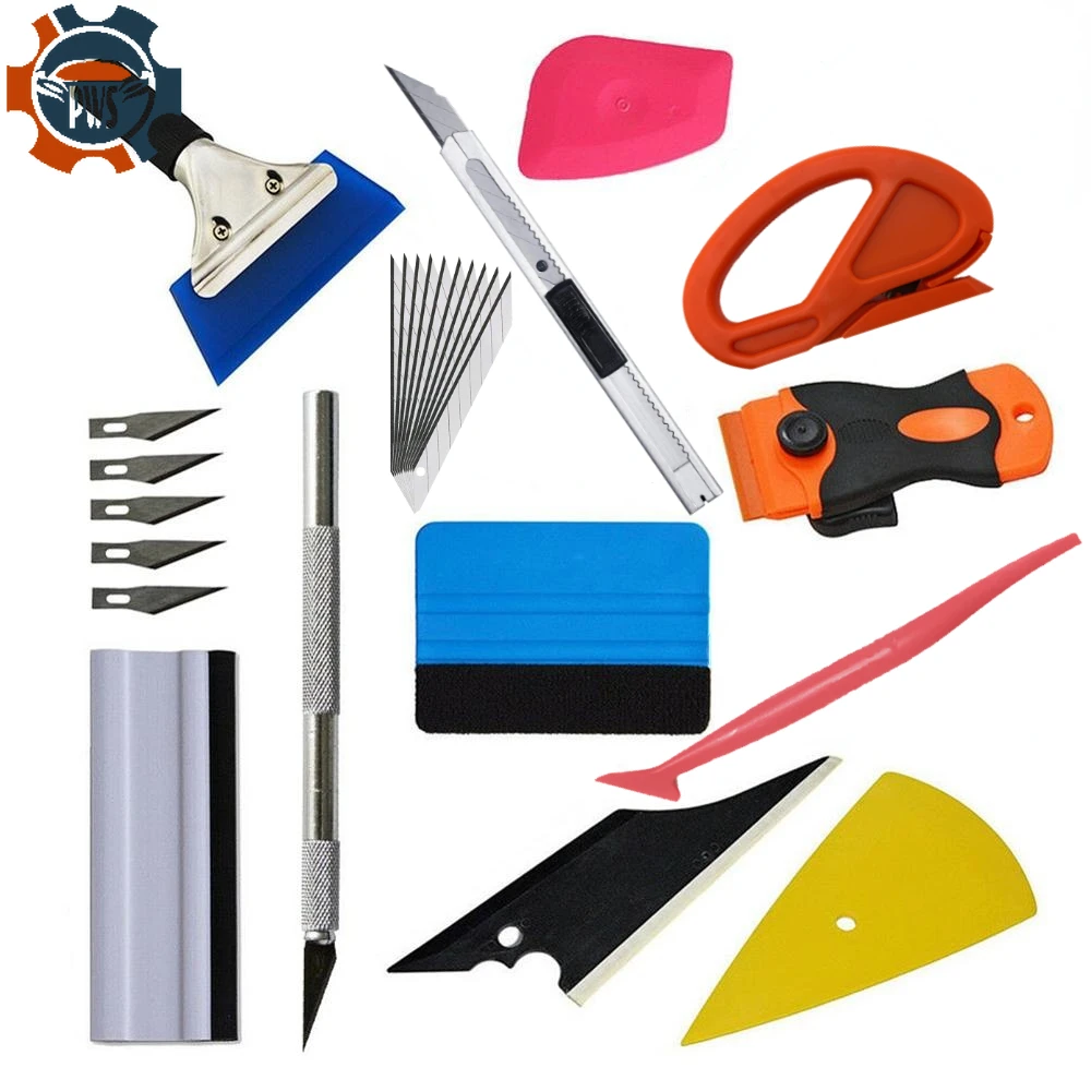 

New Vinyl Film Car Accessories Tool Wrap Adhesive Carbon Installation Rubber Scraper Cut Knife Tint Kit Window Magnet Squeegee