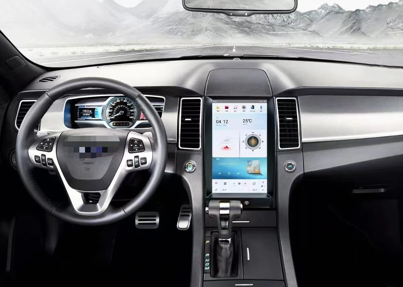 Qualcomm 665 Android 8+128G สำหรับ Ford Taurus 2011-2016 เครื่องเล่นวิทยุ Tesla ในรถยนต์ ระบบนำทาง GPS อุปกรณ์มัลติมีเดียในรถยนต์ พร้อม Carplay