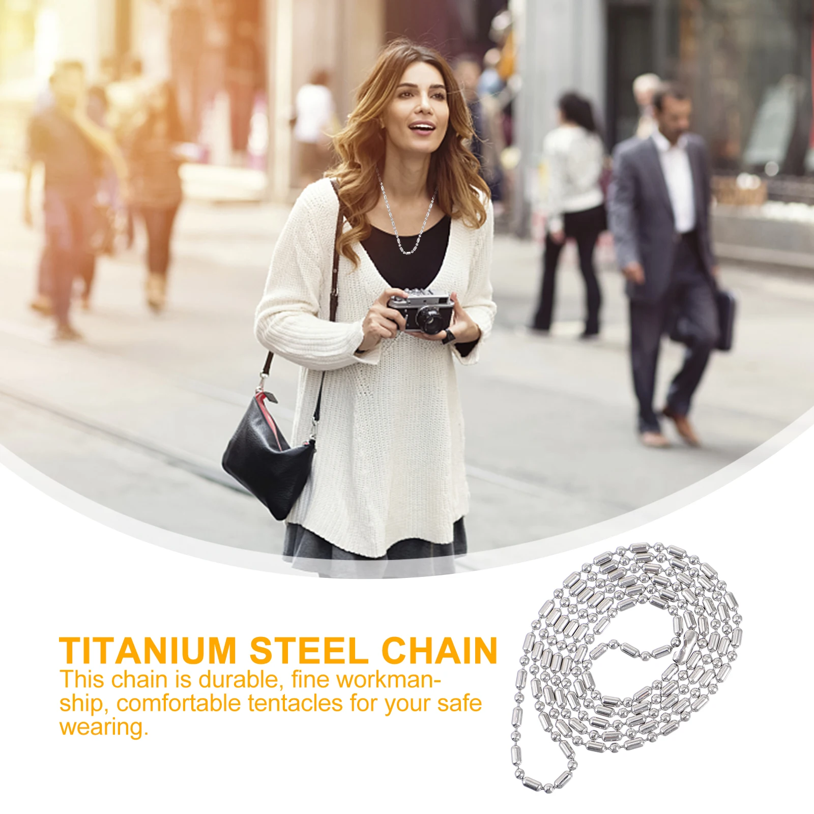 

6 pcs Bead Chain Pendant Necklace DIY Supplies Titanium Steel Links Jewelry Making Chains for Men Women BambooChain