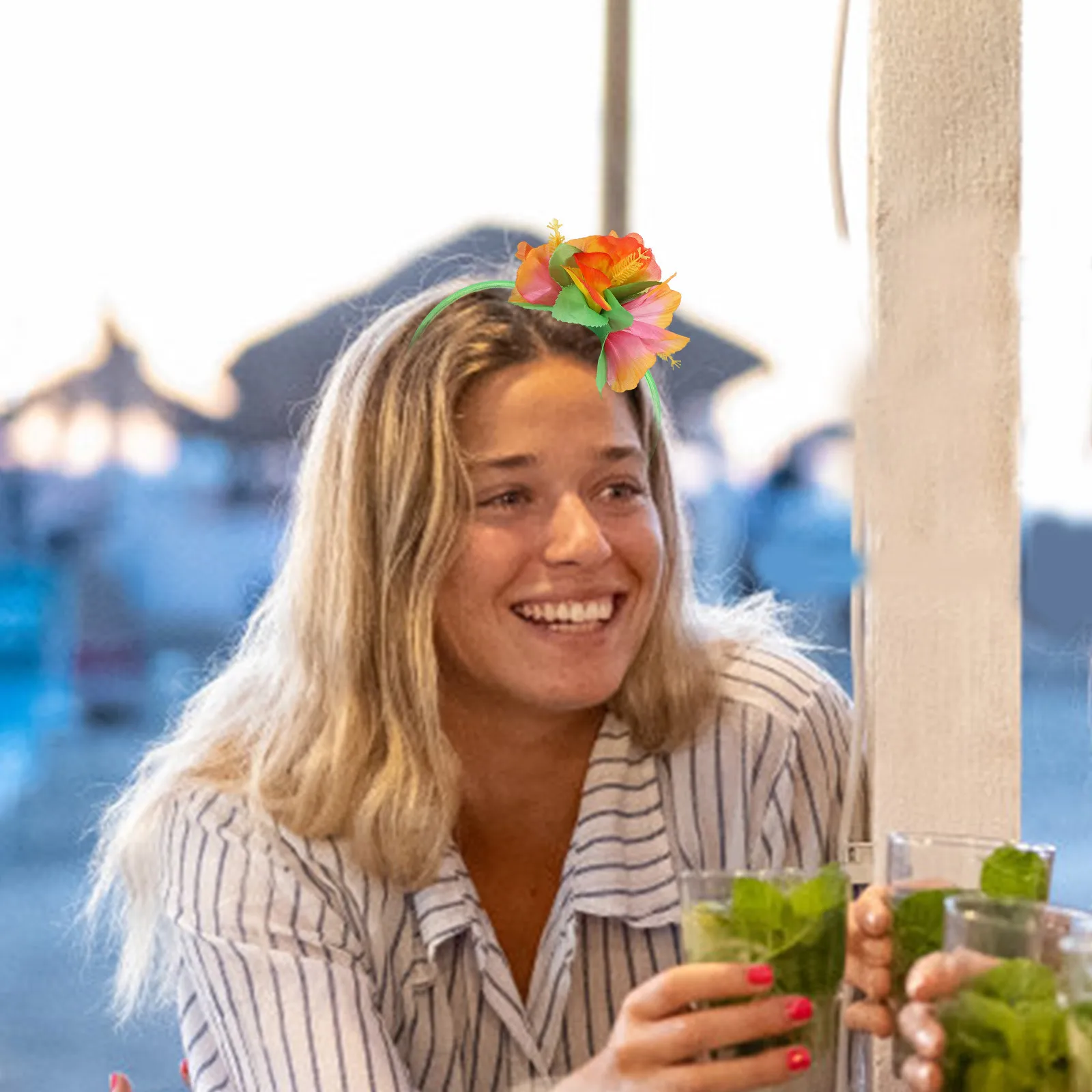 

2Pcs Hawaiian Flower Headbands Women Hair Styling Accessories Fun Vibrant Outfit Hawaiian Headband Luau Hair Flower