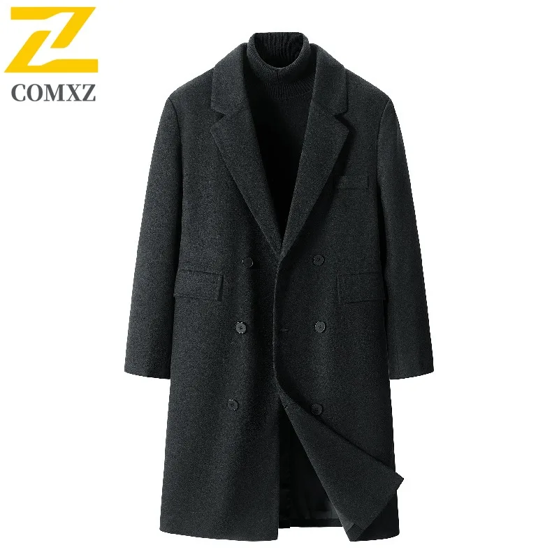 COMXZ Woolen Trench 2025 Casual Turndown Collar Hiking Lightweight Coats Light Luxury Working Warm Autumn Winter New Garment