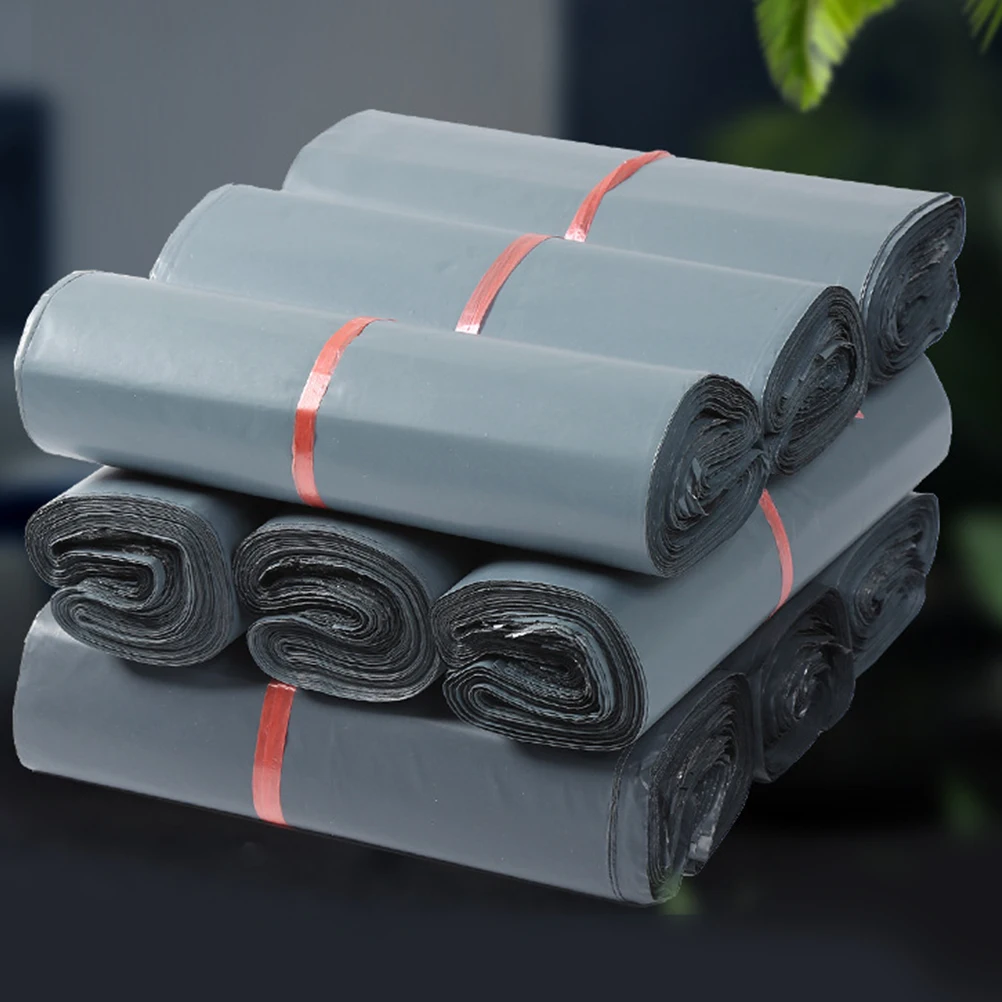 

100pcs Gray Express Bag Thicken Dustproof Waterproof Reusable Shipping Bags Package Deal Strong Load Capacity Sealing Tape