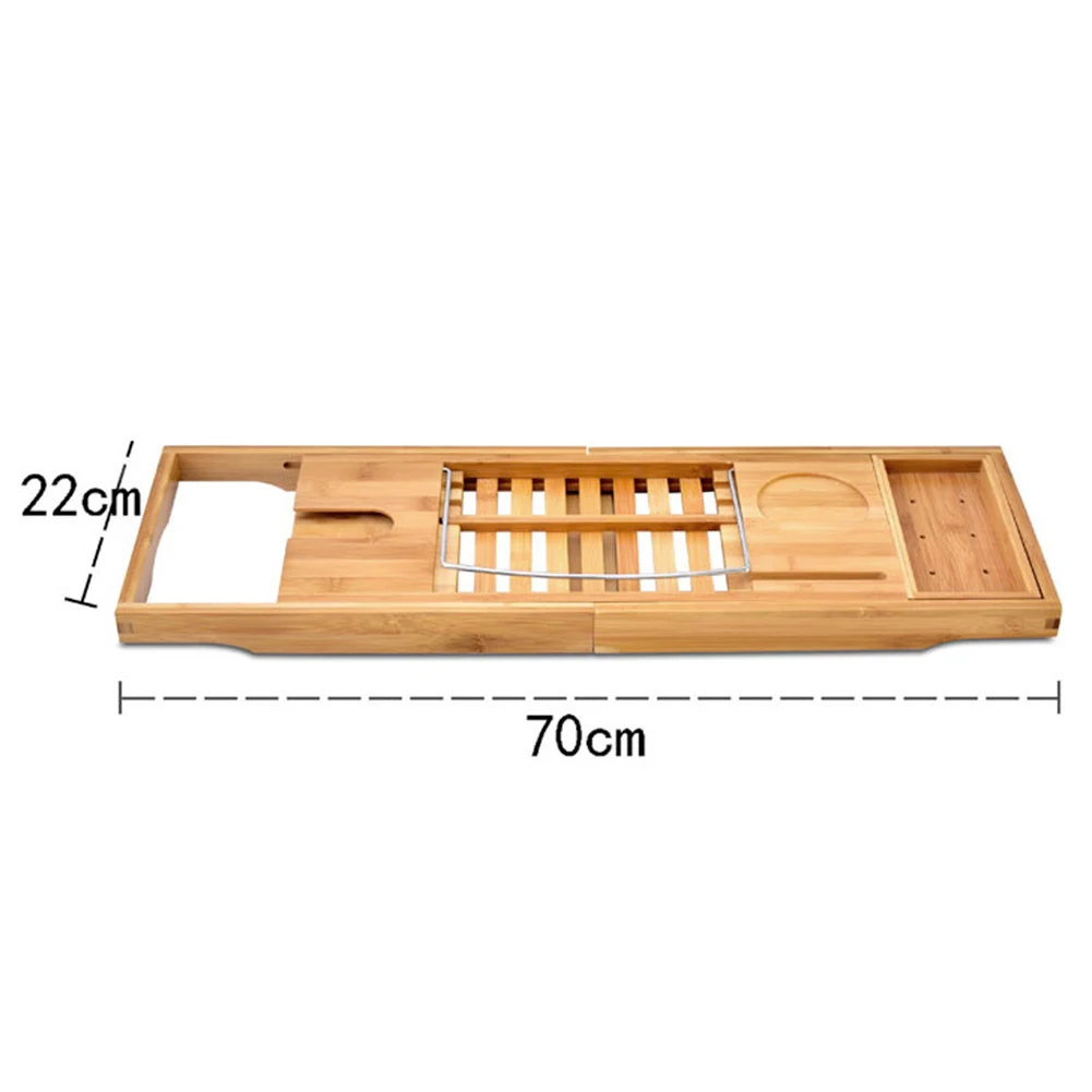 Bamboo Bathtub Rack Multi-function Telescopic Storage Rack Adjustable Wood Bath Tub Organizer BathTub Sink Tray