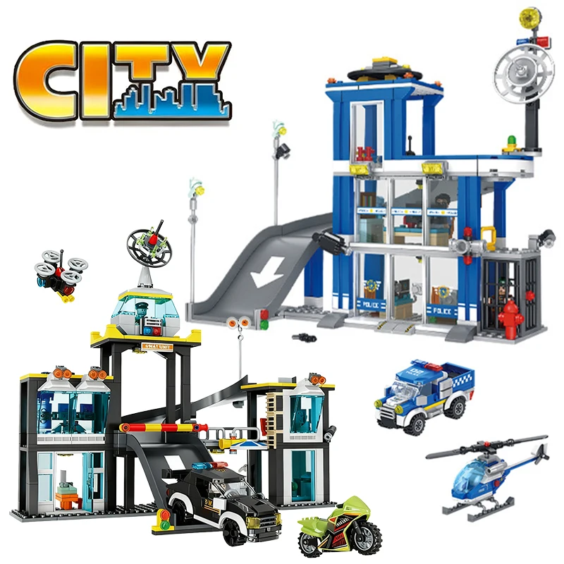 

SWAT Police Station Building Blocks Kit - Modern City Law Enforcement Center Модульные наборы архитектур Кирпичи Игрушки Детский подарок MOC