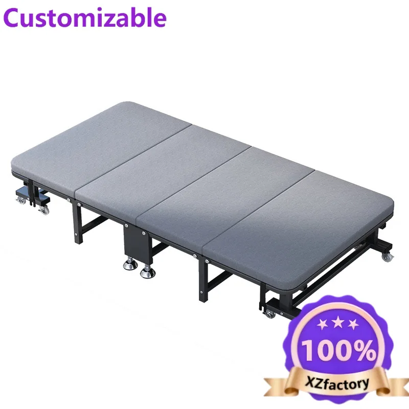 Factory Direct 2026 Folding bed single office nap adult simple portable escort four-fold household hard bed recliner small