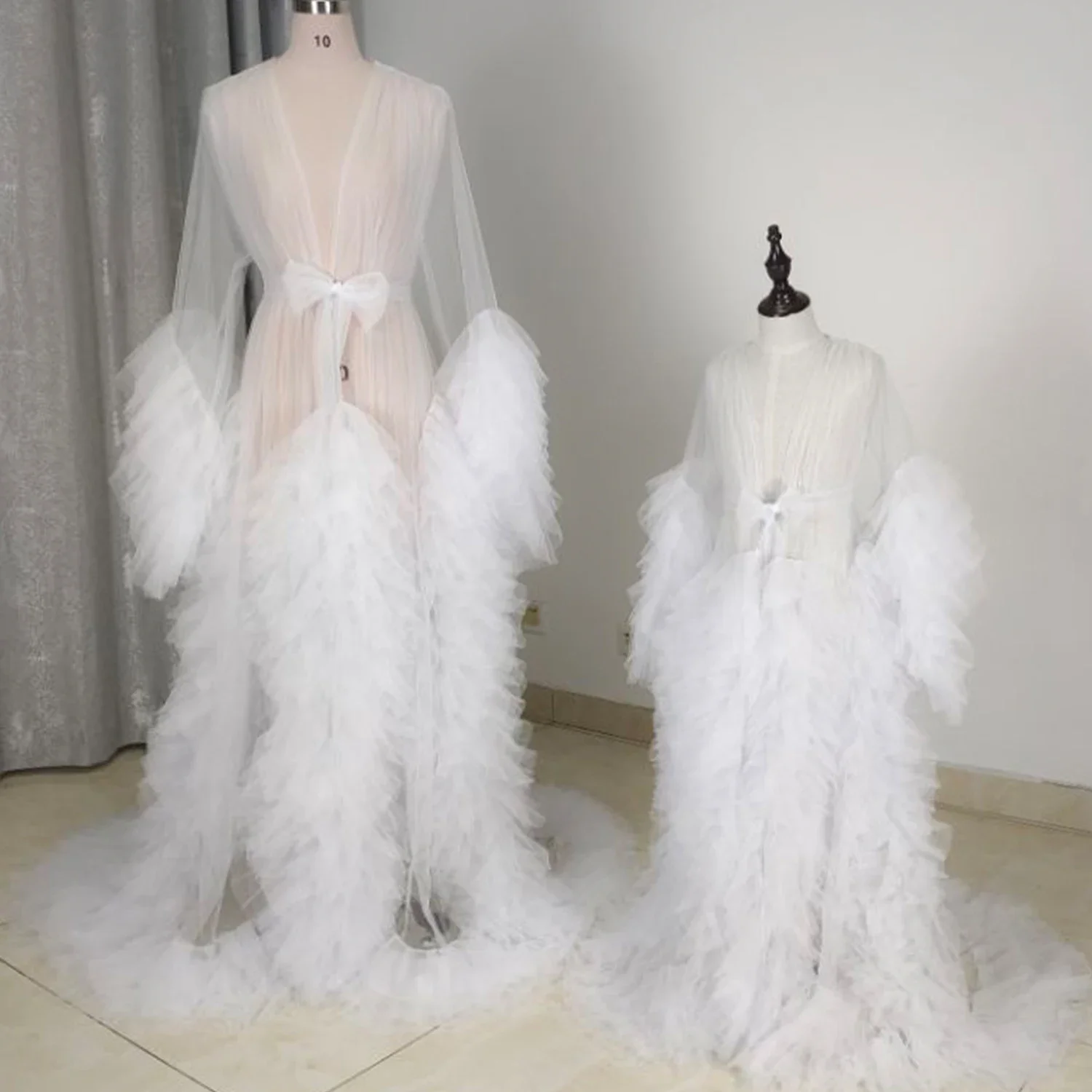 Robe de fête prénatale, jupe transparente, longue, en Tulle, Robe bouffante, vêtements de nuit pour enfants, filles