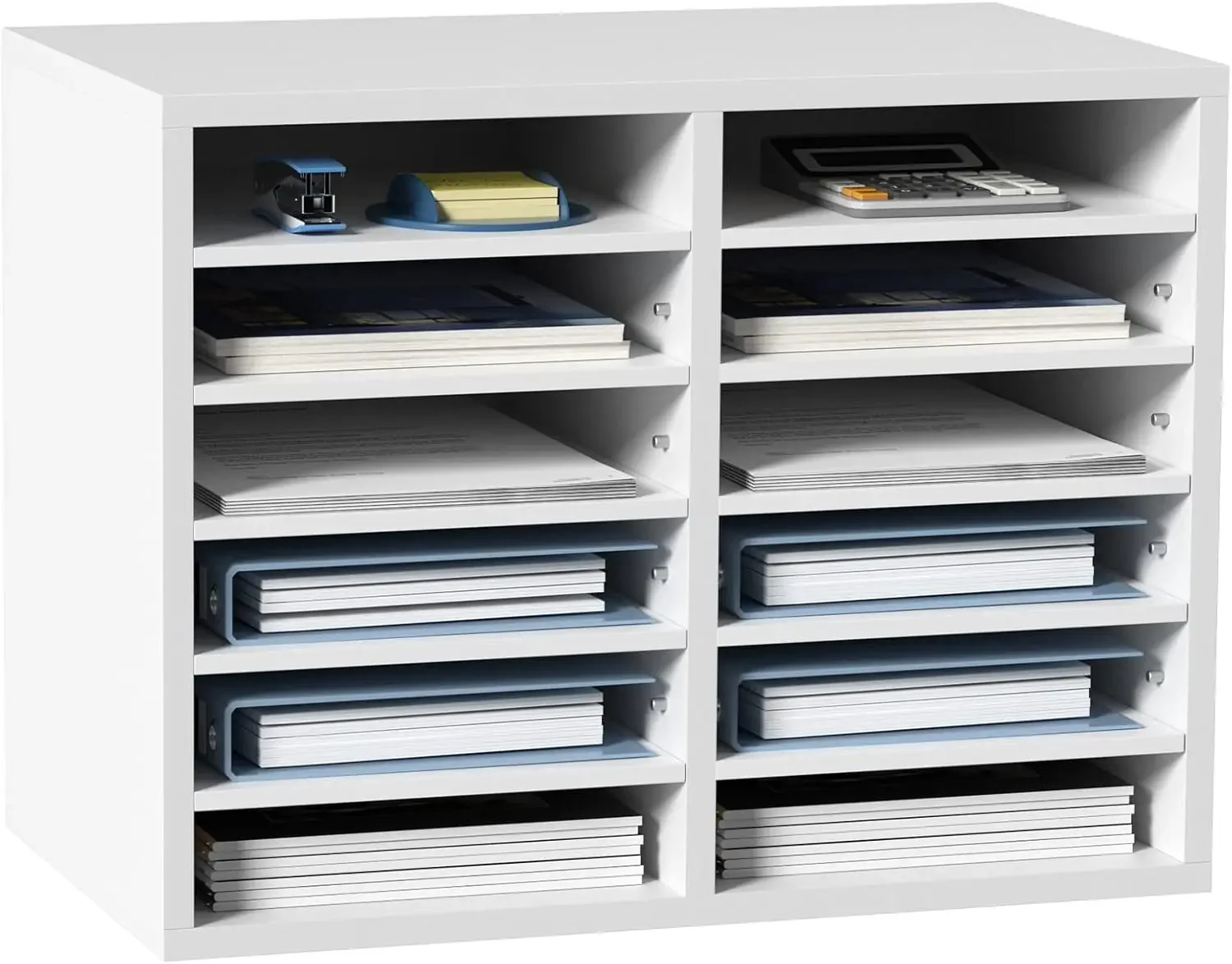 Literature Organizers, 12 Compartments Office Mailbox with Adjustable Shelves