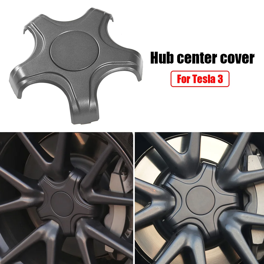 4pcs Wheel Center Caps Hub Cover for Tesla Model 3 Five Claw Type Carbon Fiber Athletic Hubcaps Car Decoration Accessories 2020