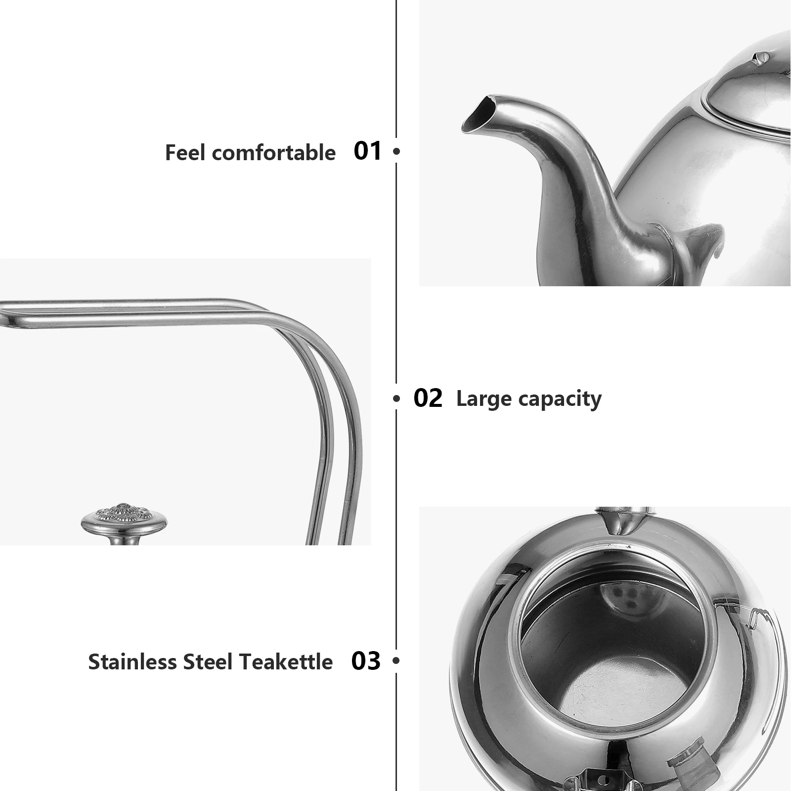 

Coffee Pot Stainless Steel Kettle Tea Pots with Infuser Strainers Stovetop Kettles