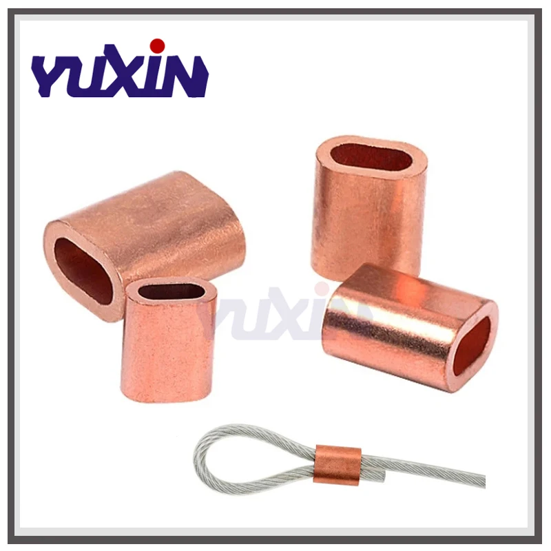 M1-M5 Brass Cable Crimps Sleeve Single Hole Ferrule Crimping Loop Oval Copper Wire Rope Clip Swage Fittings