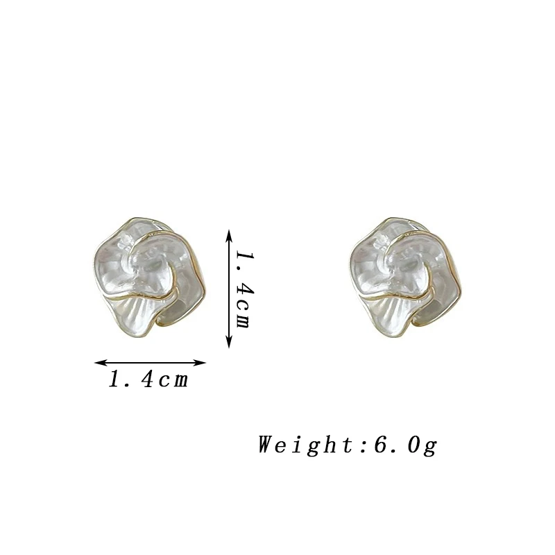 Elegant White Flower Stud Earrings for Women Trendy Twist Petal Small Earrings Girls Simple Jewelry Gift