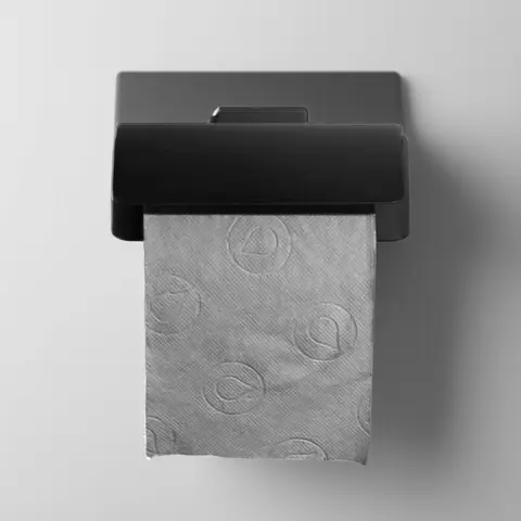 BagnoLux Almacenamiento de acero inoxidable Cromo pulido negro Hardware de baño simple y hermoso montado en la pared Soporte de papel higiénico