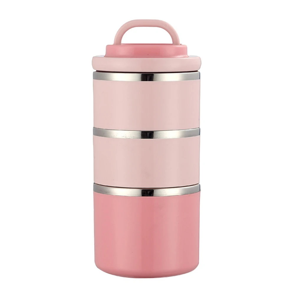 

Штабелируемый изолированный ланч-бокс из нержавеющей стали, 3-х уровневый, герметичный, с силиконовыми уплотнениями и портативной сумкой для переноски для работы и путешествий