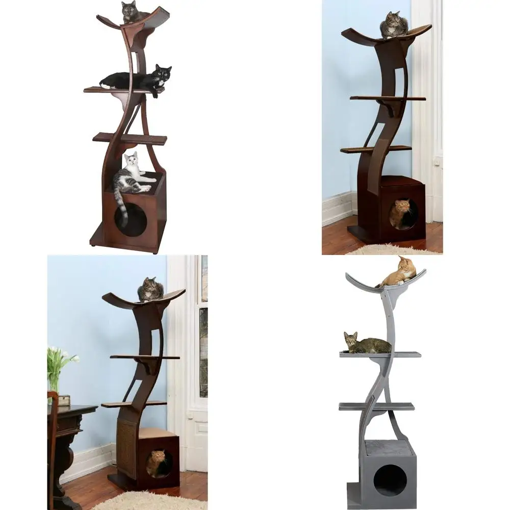 

Multi-Level Cat Tree with Scratching Pad, Perches, Climbing House, Play and Relaxation Area for Cats
