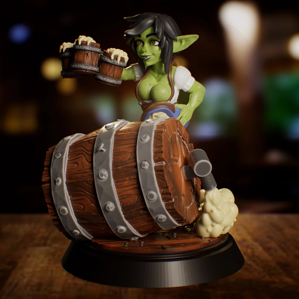 

Sexy Goblin Bar Maid 1/24 Scale Resin Figure Model Kit Diorama Unassembled Unpainted Doll 3D Printing DIY Statue Crafts Toy