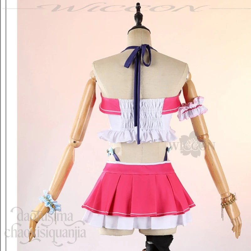 Cute Pink Bikini Swimwear Cosplay Outfit Nico Yazawa Stylish Summer Dress Wigs From LoveLive For Holiday Cosplay Gathering