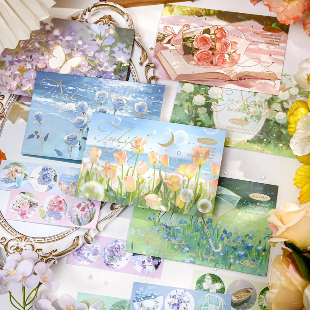 Romantic scenery hot stamping envelope, poetry in petals, travel commemorative student message, mailing letter envelope
