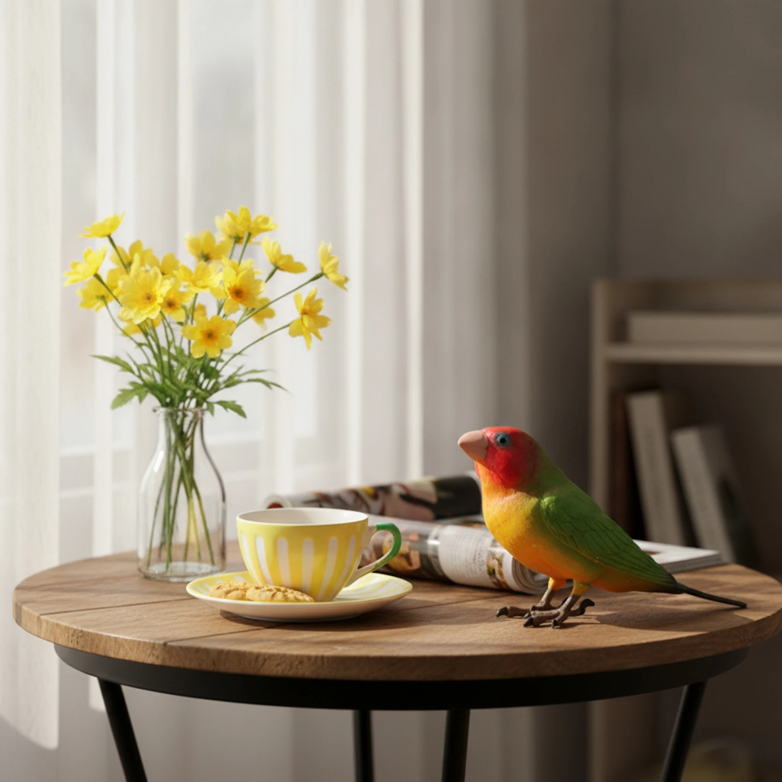 Parrot Figurine Compact Bird Ornament Parrot Statue Miniature Animal Figurine Detailed for Collectors, Desk, Shelf