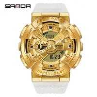 Reloj electrónico SANDA 9004 a la moda para hombre, reloj electrónico personalizado creativo multifuncional resistente al agua para hombre