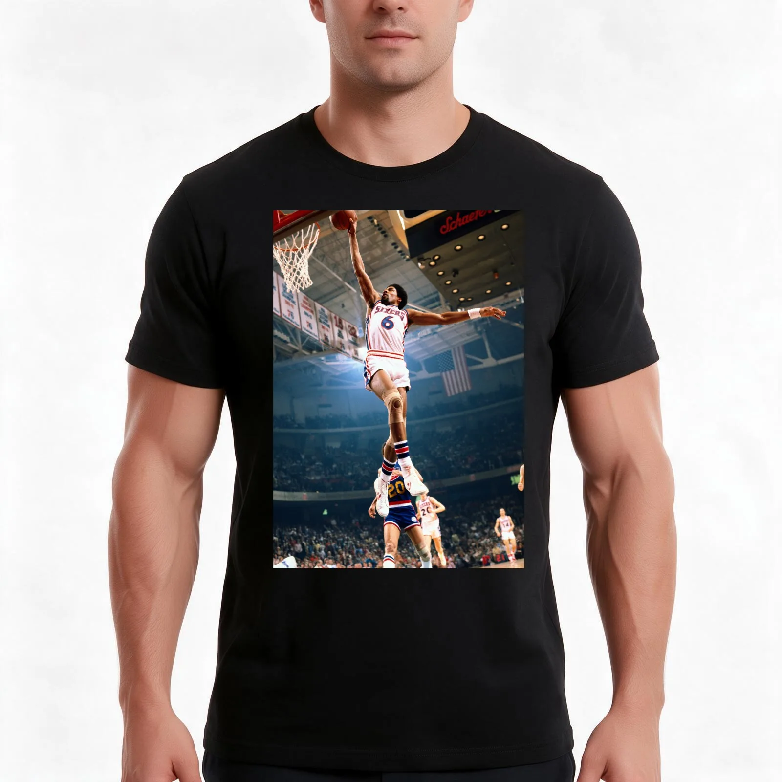 Dr J Dunk , Dr j Cradle Dunk T-Shirt, Summer Casual Cotton Tee, Oversized Streetwear Tops, Vintage Graphic Print, 100% Cotton