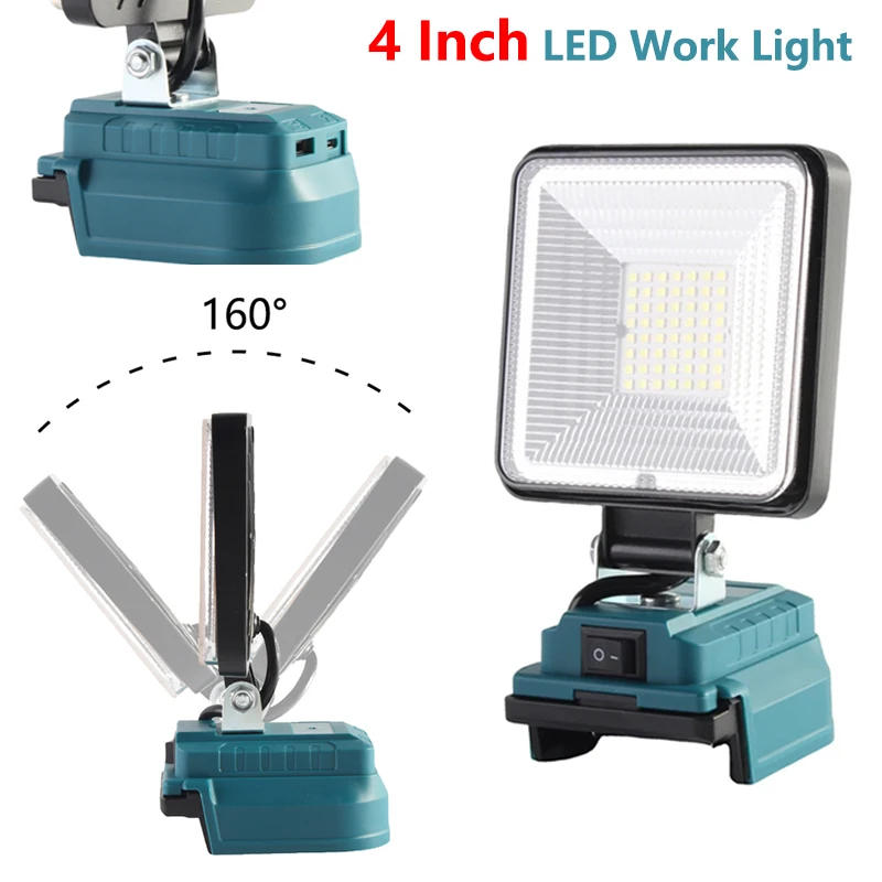 

4-дюймовый литий-ионный аккумулятор Bosch 18 В, беспроводной светодиодный светильник, аварийный уличный фонарик с портом зарядки USB и Type-C, прожекторы