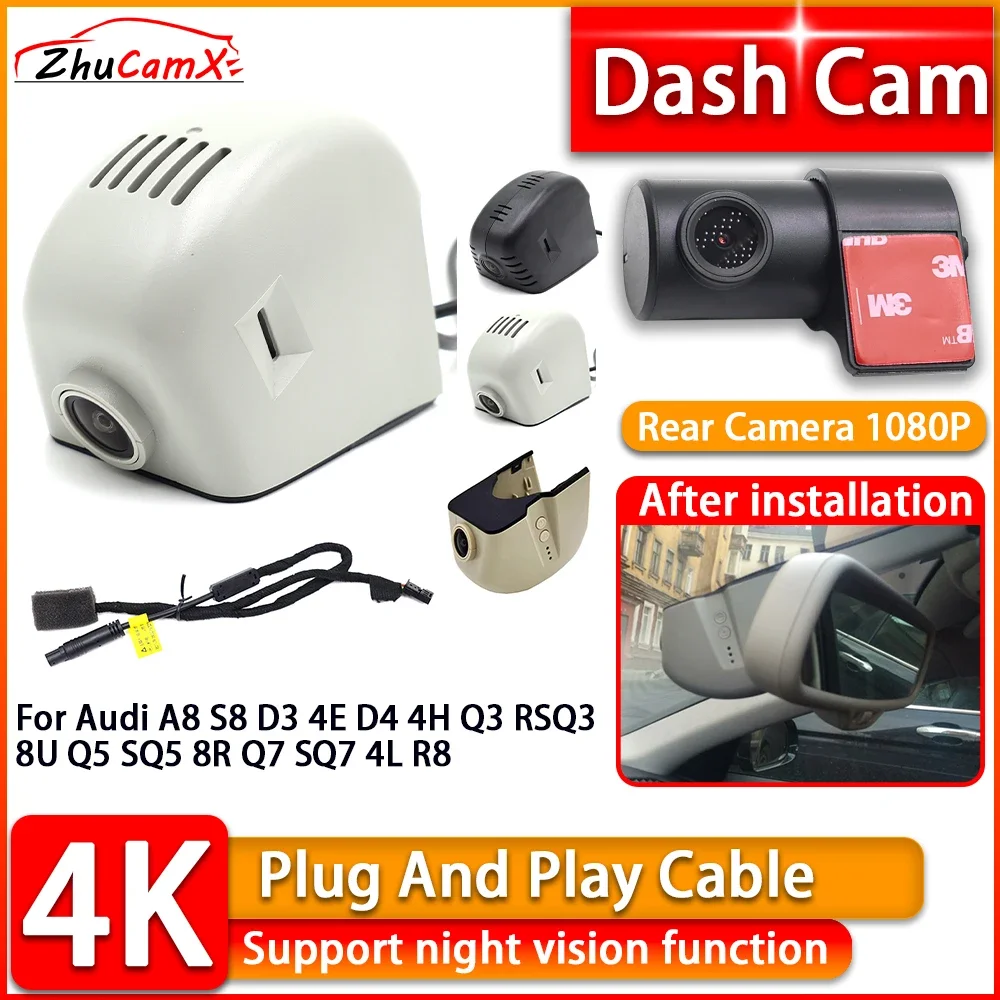 

DVR 4K Dash Cam for Audi A8 S8 D3 4E D4 4H Q3 RSQ3 8U Q5 SQ5 8R Q7 SQ7 4L R8 Front Rear Car Camera Plug and Play Video Recorder