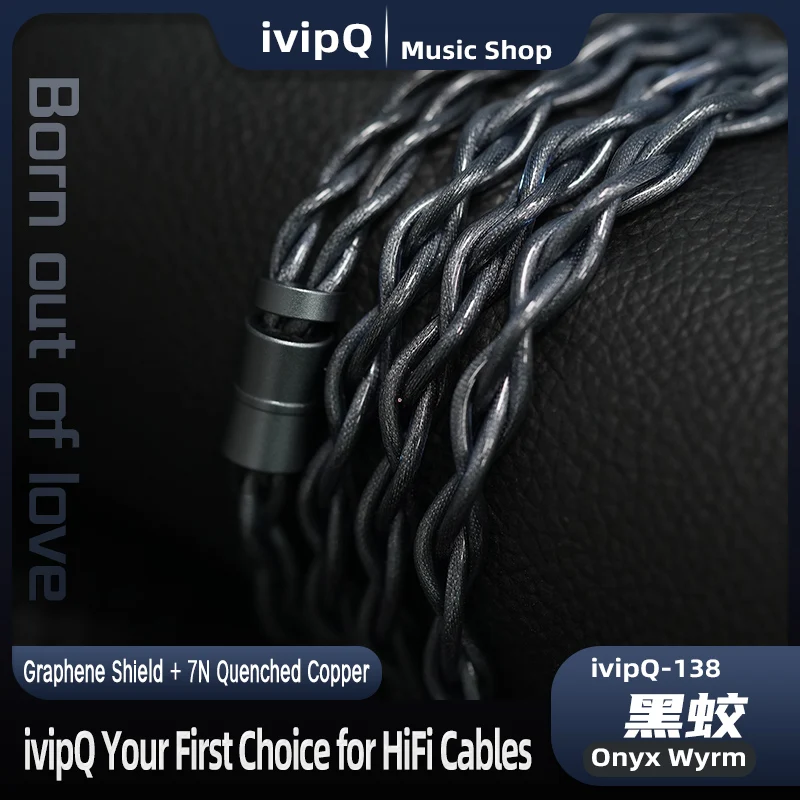 ivipQ-138 أونيكس Wyrm عالية النقاء HiFi IEM كابل 7N محفور النحاس + الجرافين التدريع 4.4 مللي متر 2Pin 0.78 مللي متر/MMCX IE900 سماعة سلك