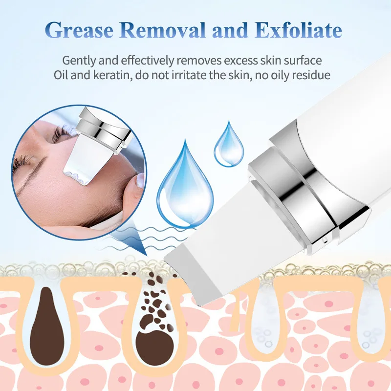 Depurador ultrasónico de la piel, espátula Facial con vibración, eliminador de espinillas, limpieza Facial profunda, máquina de elevación, pala peladora, limpiador de poros