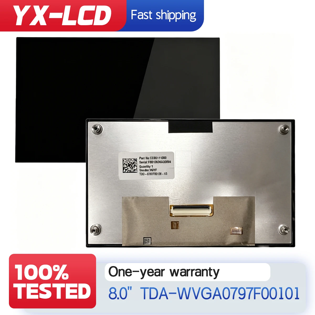 

TDA-WVGA0797F00101 V3 8 INCH DISPLAY TDO-0797F00136-V2 V1 195x119mm WITH TOUCH SCREEN