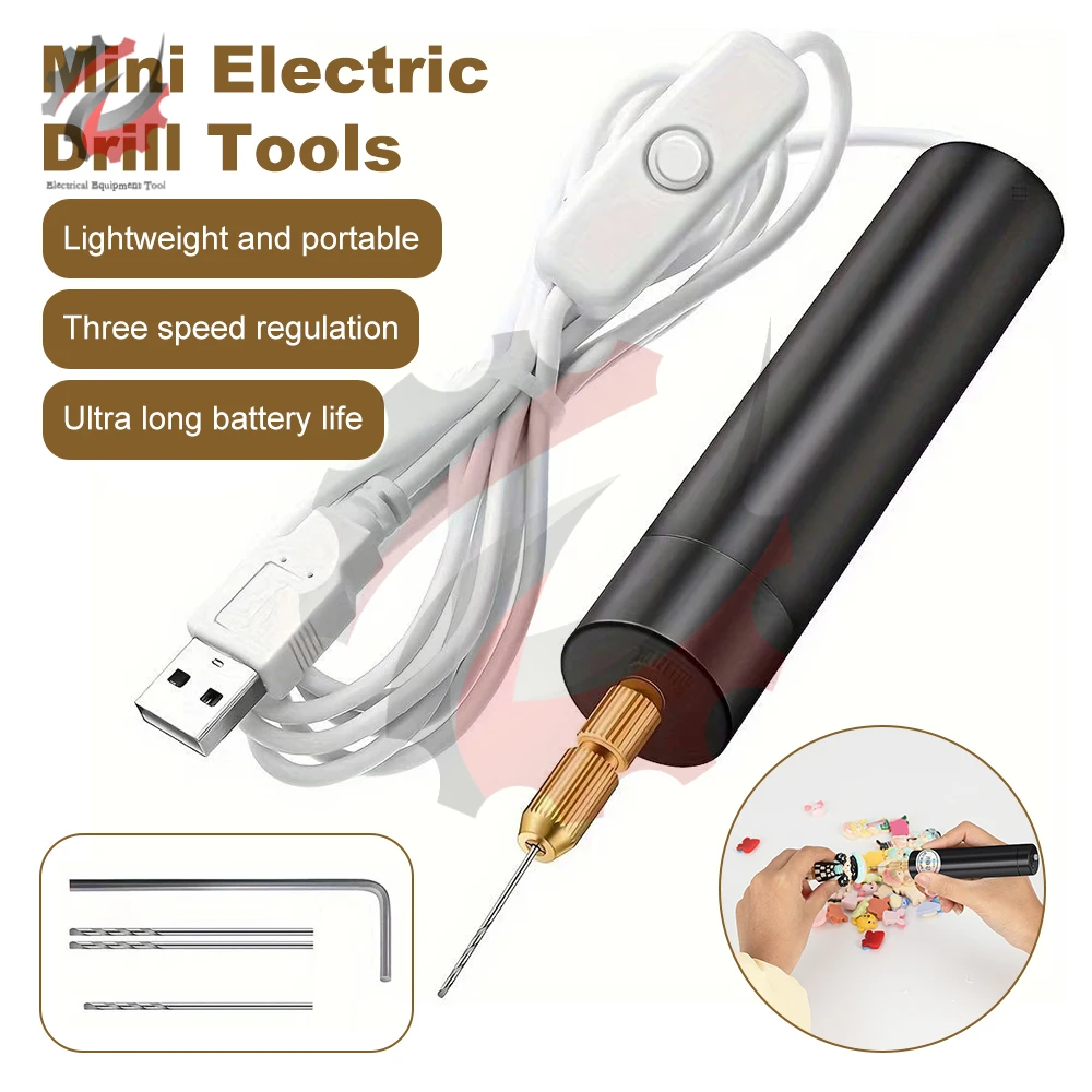 Handheld Mini Electric Drill DIY Electric USB Electric Drill Rotary Tools Engraver Pen Drilling Jewelry Tools With Drill Bits