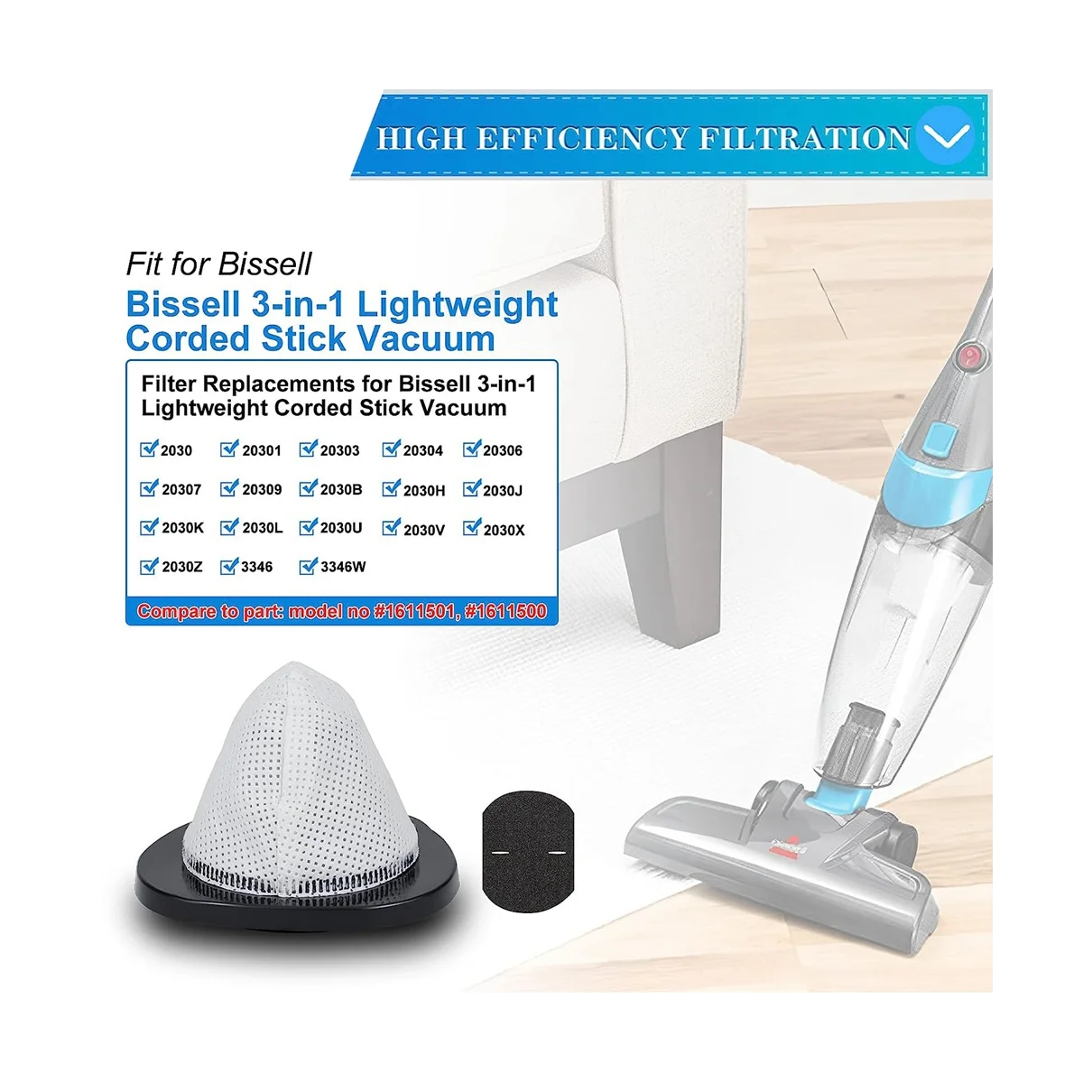 فلتر بديل لفراغ العصا ، آلة العصا ، 6 مرشحات رغوة ، 3 في 1 ، 2030,20303 ، 20304 ، 20307 ، 2030 ، 1611501