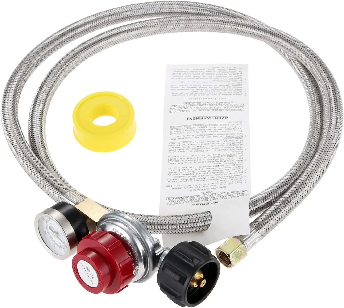 

1Pc 5 Feet 0-30 PSI High Pressure Adjustable Propane Regulator with Gauge/Indicator Gas Grill LP Regulator for Burner Forge
