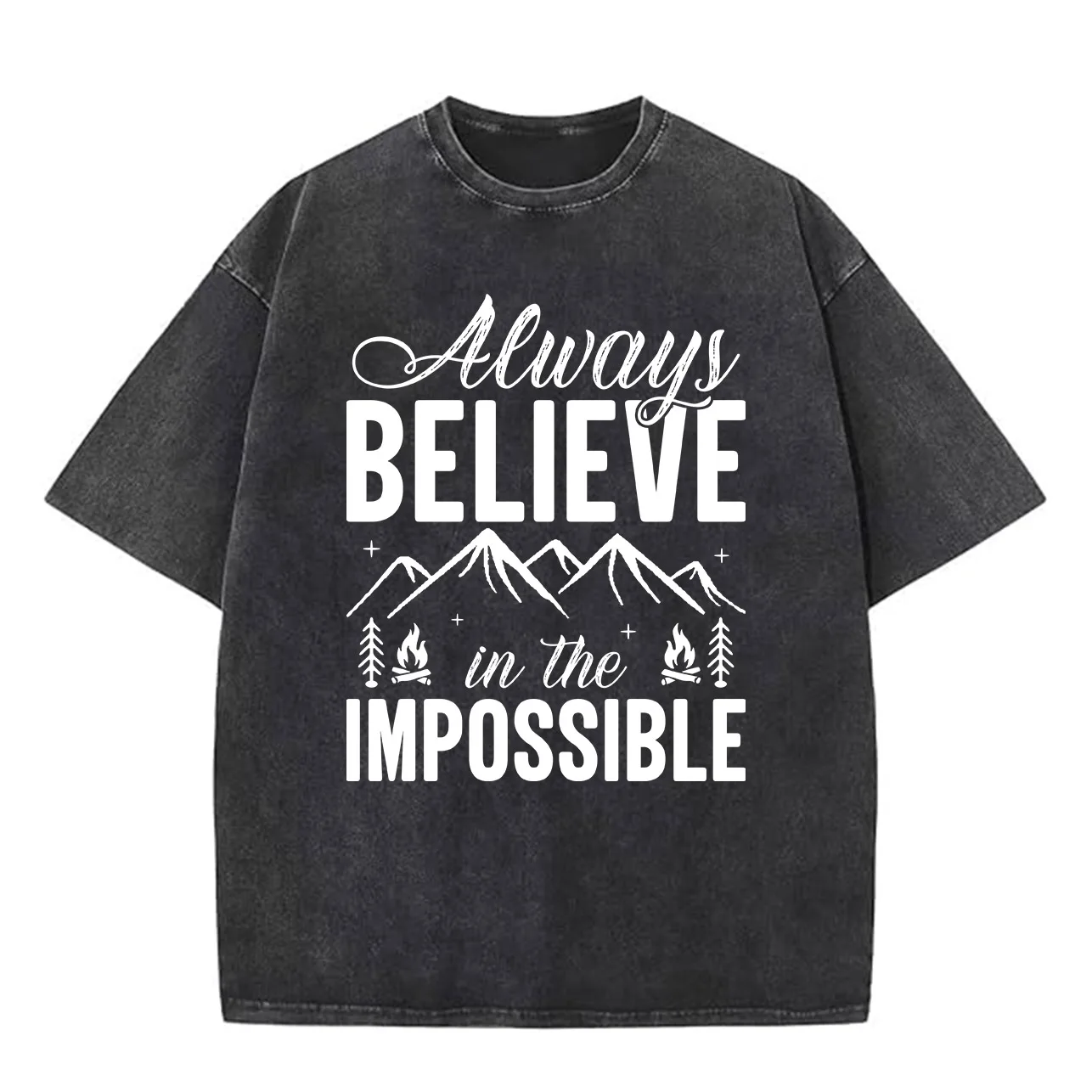 تي شيرت جرافيك مغسول كبير الحجم من Always Believe 100% قطن ملابس الشارع الشهير للرجال ملابس هيب هوب كلاسيكية فضفاضة