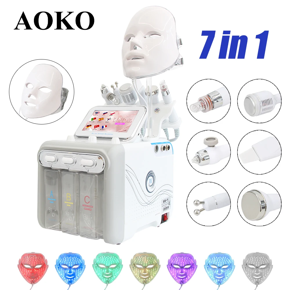 AOKO 6/7 In1 H2-O2 Hydro Dermabrasion Hydrogen dermabrasion  Bio-lifting Spa Facial Ance Pore Cleaner  Facial Bubble Machine