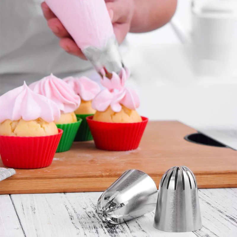 1-5 Stks/set Cake Cream Nozzles Icing Piping Nozzles Deeggereedschap Roestvrijstalen Cupcake Russische Gebak Cream Tips Bakvormen