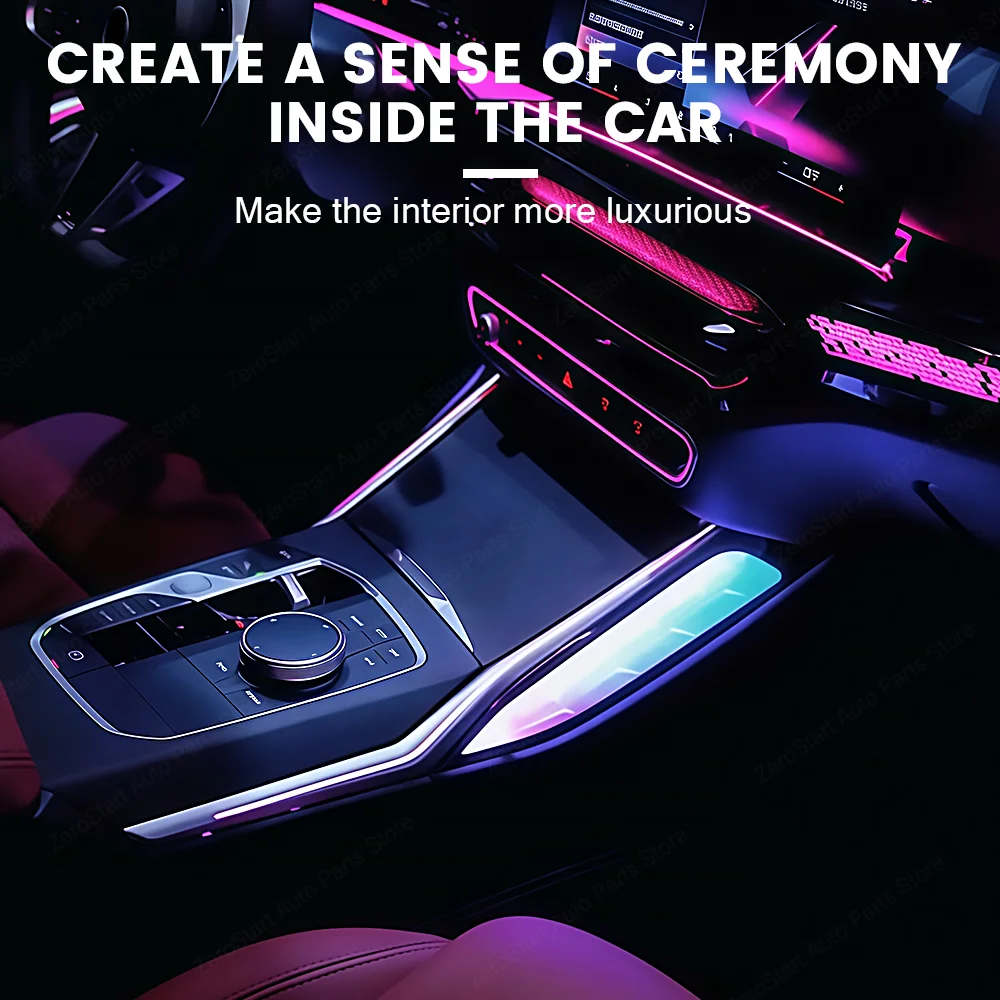 For BMW 3 4 Series i3 G20 G22 G26 G80 G82 Console Saddle Atmosphere Light Interior 11 Colors LED Crystal Center Ambient Lighting