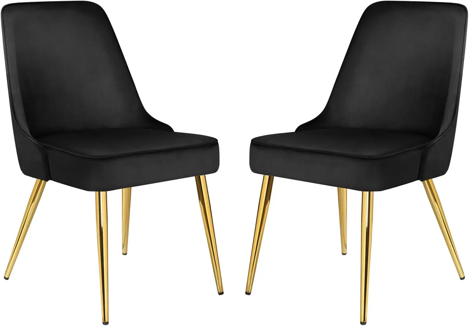 Black Velvet Dining Chairs Sets of 2,Mid-Century Modern Desk Upholstered Chair with Gold Legs for Kitchen Living Room Black