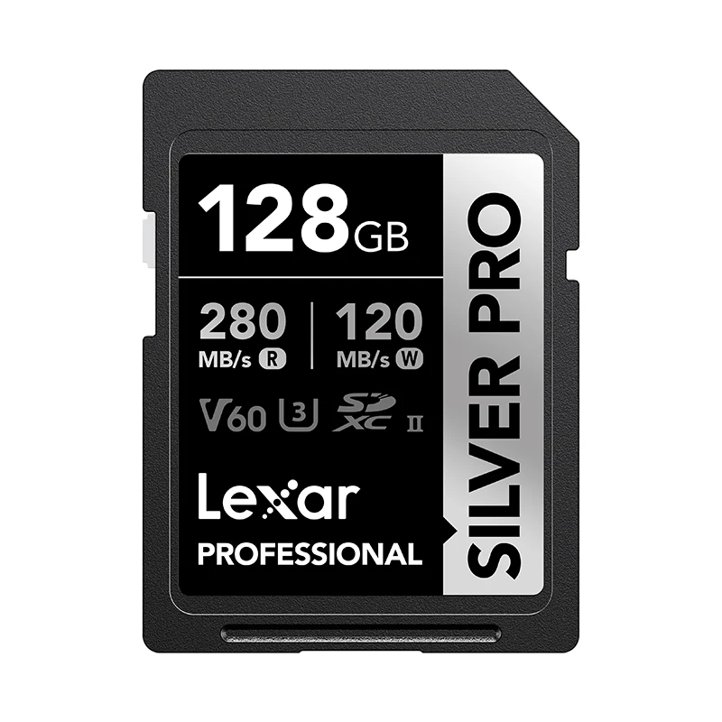 Lexar Professionele Geheugenkaart SILVER Pro V60 C10 UHS-I 4K Ultra HD Beeldkwaliteit Flashkaart voor DSLR Camera